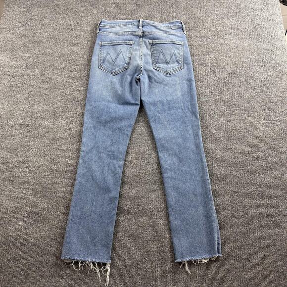 Mother Jeans 27 Mid Rise Dazzler Ankle Fray Riding The Cliffside Straight Blue - Picture 7 of 16